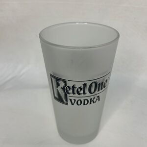Ketel One Vodka 16 Oz Frosted Black Letter Drinking Glass 3 1/4 Round 5 3/4 Tall
